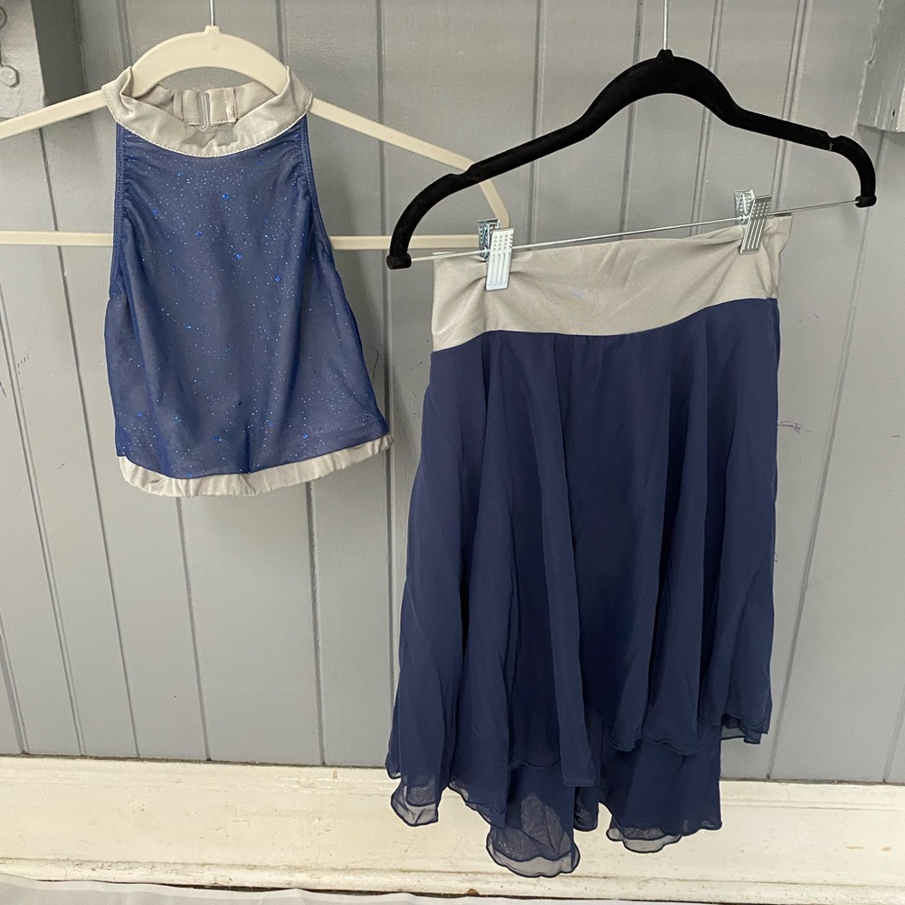Revolution Blue Crop Top & Skirt 2 Piece Lyrical Dance Costume